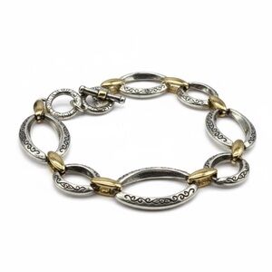 Brighton Alta two-tone silver and gold plated oval link toggle bracelet 2273